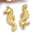 Gouden zeepaardje hanger paar van roestvrij staal voor DIY sieraden kettingen - Middelgroot Zeepaardje (T2289)