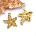 Gouden zeester metalen hangers voor DIY sieraden maken met realistische texturen - Zeester (T2293)