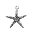 Antique silver starfish pendant with realistic textured surface for jewelry making - Starfish