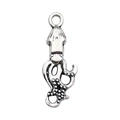 Antique silver squid pendant charm with vintage texture for DIY jewelry making - Octopus (10358)