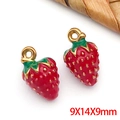 3D strawberry pendants for DIY jewelry, red enamel finish, 9x14x9mm size, pair of two - Medium Red Strawberry Pendant (T1601) / 1 Piece (8x13.5mm) / Red