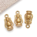 Detailed close-up of retro gold kerosene lamp pendants with ring loops for DIY jewelry - Lighthouse Kerosene Lamp Style (T2214) / 1 Piece/Pack (16x8x6mm)