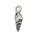 Antique silver conch shell charm pendant with metal loop for DIY jewelry making - Conch (10373)
