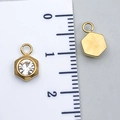 Golden stainless steel hexagonal charm set with clear rhinestone and hanging loop - Gold Hexagon (T2392)