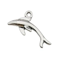 Antique silver dolphin charm pendant with metallic finish and loop for DIY jewelry making - Shark (10374)
