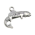 Silver fish alloy charm pendant for DIY jewelry making with realistic scale texture - Tuna (10376)