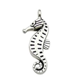Antique silver seahorse charm pendant with detailed carvings for DIY jewelry making - Seahorse (10377)