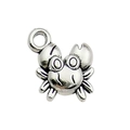 Antique silver crab charm pendant in alloy with vintage texture and lobster claws - Crab (10378)