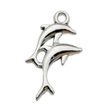 Bright silver double dolphin alloy pendant charm for DIY necklaces and bracelets - Dolphin (10379)