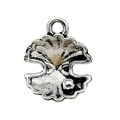 Antique silver shell charm pendant with an inlaid pearl for DIY jewelry making - Artificial Pearl Shell (10380)