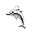Antique silver dolphin charm pendant in polished alloy for DIY jewelry necklaces - Dolphin (10381)