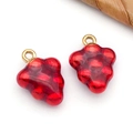 Pendentifs de raisin en émail rouge foncé avec anneau doré pour création de bijoux - Pendentif Raisin Rouge (T1613)