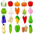 20-piece DIY resin mini vegetable charms set featuring corn, pumpkin, and carrot shapes - Resin Vegetable Series (SN1408) / 20 Pieces Set / Colorful