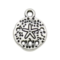 Antique silver seahorse starfish charm for DIY earring and jewelry making projects - Perforated Starfish