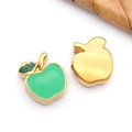 Pendentifs pomme en émail doré et vert pour la création de bijoux DIY et accessoires - Pomme Perforée Verte (T1618)