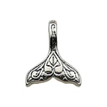 Silver whale tail alloy pendant with embossed floral patterns for DIY jewelry making - Whale Tail (10388)