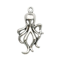 Antique silver octopus charm with realistic tentacles for DIY jewelry necklaces - Octopus
