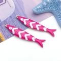 Pink and white enamel fish pendants with golden metal rings for DIY jewelry making - Rose Red (T1363)