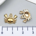 Polished gold crab pendant charms for DIY jewelry making with smooth metallic finish - Gold Crab Style (T3025)