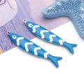 Vibrant blue fish pendant with white wave patterns in gold-plated stainless steel - Blue (T1365)