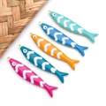 Five colorful enamel fish pendants in pink, blue, and yellow for DIY jewelry making - Mixed Colors (SN1448)
