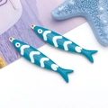 Blue and white enamel fish pendants with golden hooks for DIY jewelry making - Lake Blue (T1366)