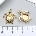 Golden turtle charm pendant for DIY jewelry making with detailed shell texture - Gold Sea Turtle Style (T3030)