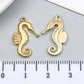 Golden seahorse charms for DIY jewelry, 2.5cm stainless steel ocean pendants in pair - Gold Seahorse Style (T3031)