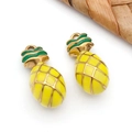 Pendentifs ananas 3D dorés avec émail jaune pour la création de bijoux DIY créatifs - Pendentif Ananas 3D Jaune (T3055)
