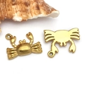 Goldene Krabbenanhänger aus Edelstahl mit Relief für DIY Schmuckherstellung - Krabbe (T2268)