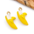 Pendentif banane 3D pour bijoux DIY en émail jaune et blanc avec boucle dorée - Pendentif Banane 3D Jaune - Grande (T3056)
