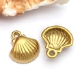 Goldene Edelstahl Muschel-Anhänger mit realistischer Textur für DIY-Schmuckherstellung - Muschel (T2271)