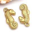 Goldene Edelstahl Seepferdchen Anhänger mit Reliefstruktur für DIY Schmuckherstellung - Seepferdchen (T2277)