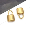 Pair of minimalist matte gold-plated stainless steel padlock charms with a sleek U-shackle design - Gold Small Curved Lock(T2360)