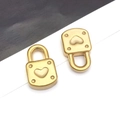 Set of two gold vacuum-plated stainless steel heart lock pendants for DIY jewelry design - Gold Heart Lock(T2361)