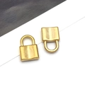 Golden brushed stainless steel padlock charm for DIY jewelry making and pendants - Gold Small Concave Lock(T2363)