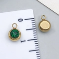 Golden stainless steel circular DIY pendant with faceted green rhinestone and side ruler - Gold - Dark Green