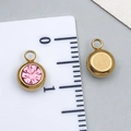 Pink rhinestone pendant in gold plating for jewelry making with measurement scale - Gold-Light Pink