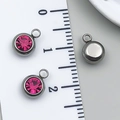 Rose red crystal pendant with gunmetal finish stainless steel setting and size scale - Steel-Rose Red