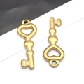 Pendentifs clé en forme de cœur dorés avec finition brossée pour bijoux DIY - Clé Coeur Dorée(T2371)