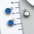 Blue faceted crystal satellite pendant with stainless steel bezel for DIY jewelry - Steel - Light Blue