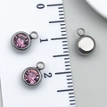 Pink purple birthstone charm in stainless steel setting for DIY jewelry making - Steel-Light Purple
