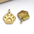Golden paw-shaped metal pendant for DIY jewelry, featuring textured and smooth surfaces - Small Paw Print