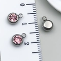 Pink rhinestone pendant in gun-black metal setting with ruler for 6mm size scale - Steel - Light Pink