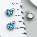 Stainless steel aquamarine gemstone pendant charm for DIY jewelry bracelets and necklaces - Steel Color - Lake Blue