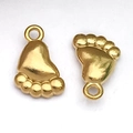 Polished gold tiny feet charms for DIY jewelry making pendants for bracelets - Baby Feet