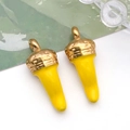 Pendentif piment en émail jaune et plaqué or pour bijoux DIY et accessoires de sac - 珐琅中号辣椒 (T1492)