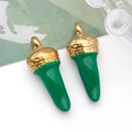Lot de pendentifs piment en émail vert avec embouts dorés pour création de bijoux - 珐琅中号辣椒 (T1493)