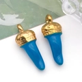 Pendentif piment émail bleu avec capuchon couronne dorée pour bijoux DIY et boucles - 珐琅中号辣椒 (T1494)