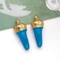 Pendentif couronne dorée avec émail bleu ciel pour la création de bijoux DIY - 珐琅小号辣椒 (T1527)